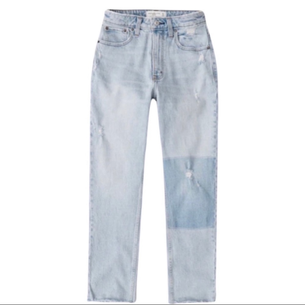 Abercrombie High Rise Mom Jeans Size 26 with Knee Patch